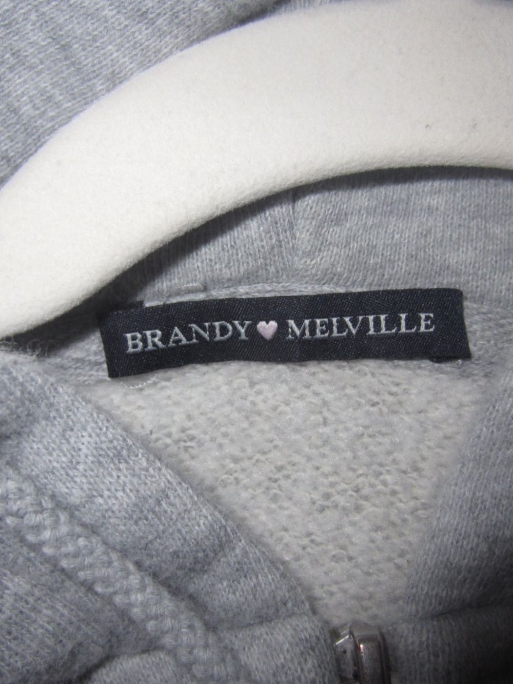 Brandy Melville| Grey Zip Up Cropped Hoodie - Picture 5 of 5